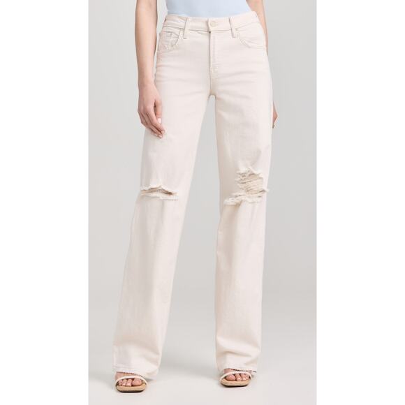 NWT Mother Superior Down Low Spinner Heel Natural Acts Cream Wide Leg Jean 26